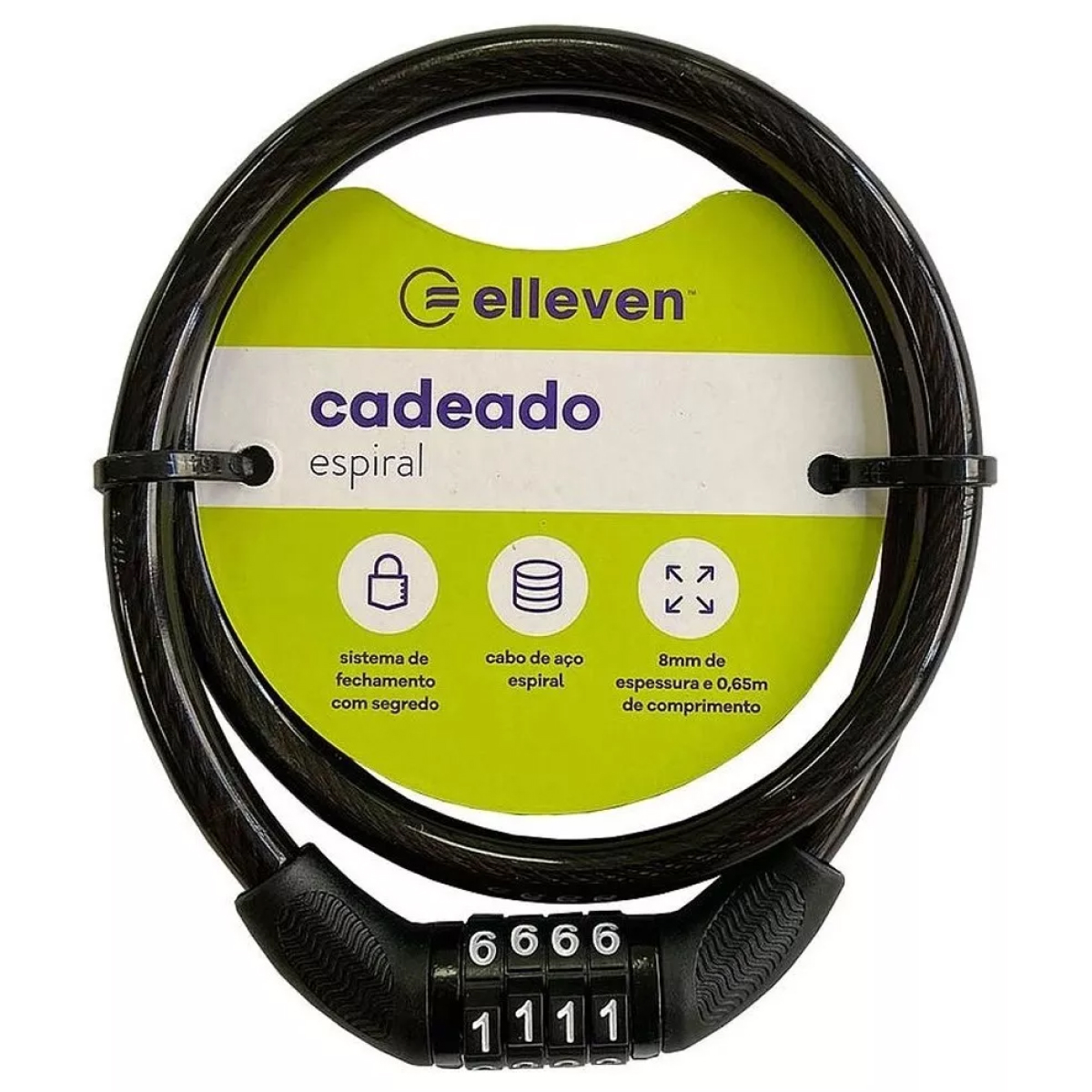 Cadeado Elleven Espiral de Segredo 65cmx8mm